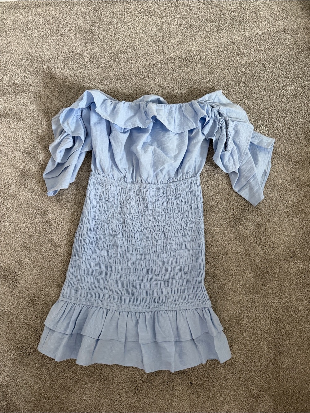 Idem Ditto Light Blue Off-Shoulder Ruffle dress